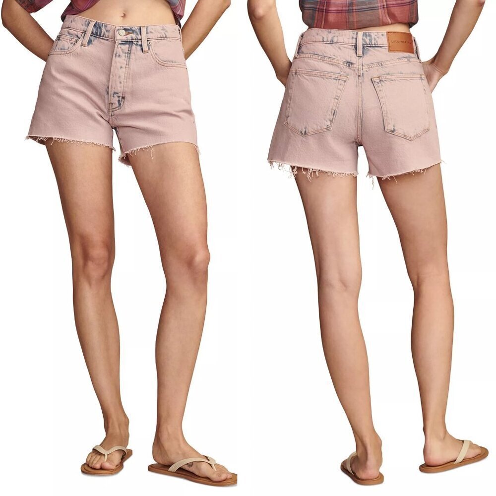 NWT New Lucky Brand Cut-Hem High-Rise Denim Mom Shorts Size 24